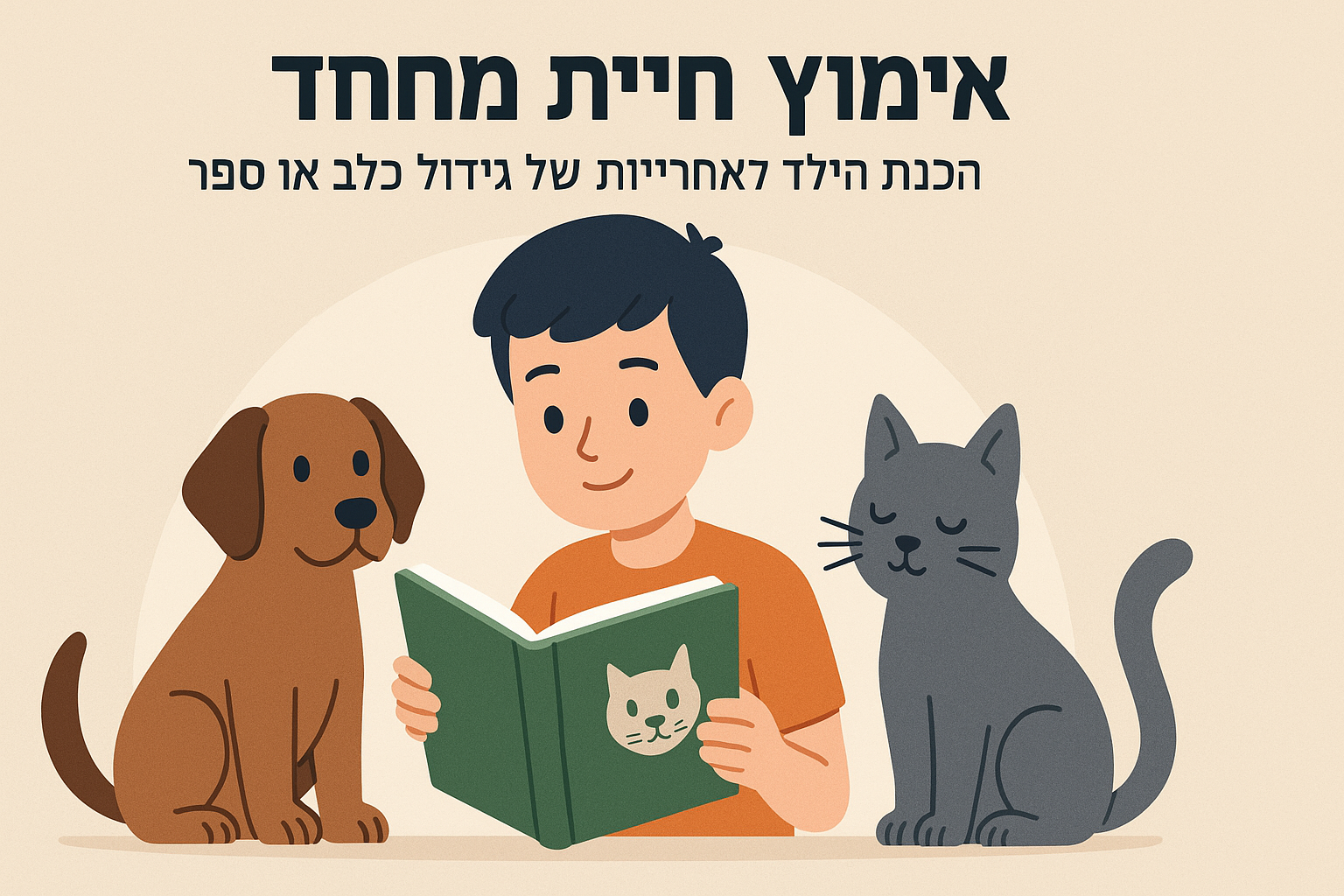 תמונת מאמר - אימוץ חיית מחמד: הכנת הילד לאחריות של גידול כלב או חתול דרך ספר
